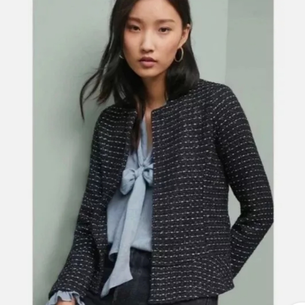 ⭐️ Host Pick ⭐️ Anthropologie Dolan Left Coast | Tweed Open Flare Croppe Blazer - Picture 5 of 12